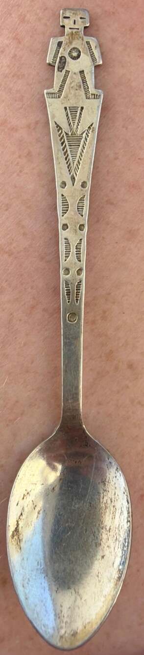 Beautiful Vtg Native American Fred Harvey Era Silver Stamp Spoon